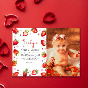 Carte De Remerciements Première fête de photo d'anniversaire de Sweet Ber