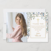 Carte De Remerciements Première Sainte Communion Folial Photo (Devant)