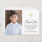 Carte De Remerciements Première sainte communion golden gradient croix ph (Devant)