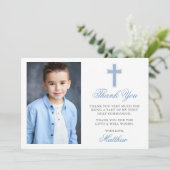 Carte De Remerciements Première Sainte Communion Photo Bleu clair (Debout devant)