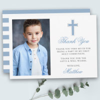 Première Sainte Communion Photo Bleu clair rayé