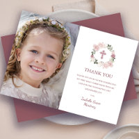Première Sainte Communion Photo Fleur rose rose