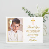 Carte De Remerciements Première Sainte Communion Photo Gold Frame (Debout devant)