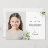 Carte De Remerciements Première Sainte Communion Verdure rustique Photo (Devant)