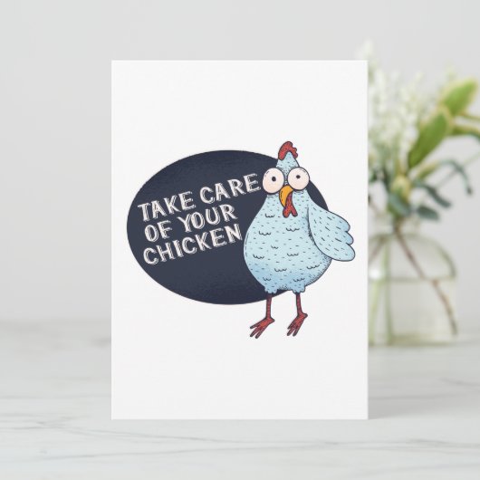Carte De Remerciements Prenez Soin De Votre Poulet (Debout devant)