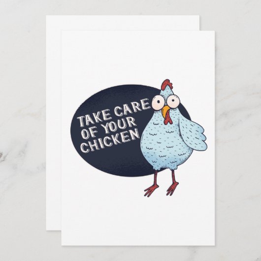 Carte De Remerciements Prenez Soin De Votre Poulet (Devant / Derrière)