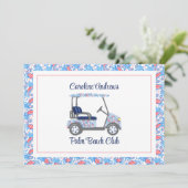 Carte De Remerciements Preppy Crabs Palm Beach Golf Cart (Debout devant)