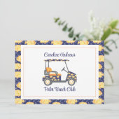 Carte De Remerciements Preppy Goldfish Palm Beach Golf Cart (Debout devant)
