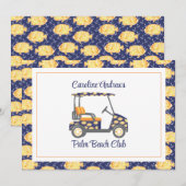 Carte De Remerciements Preppy Goldfish Palm Beach Golf Cart (Devant / Derrière)