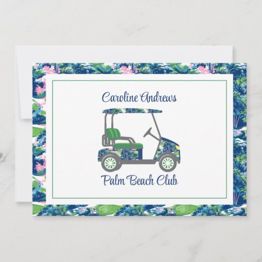 Carte De Remerciements Preppy Golf Palm Beach Golf Cart (Devant)