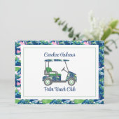 Carte De Remerciements Preppy Golf Palm Beach Golf Cart (Debout devant)