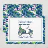 Carte De Remerciements Preppy Golf Palm Beach Golf Cart (Devant / Derrière)