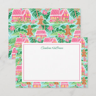 Carte De Remerciements Preppy Pain d'épice rose de Noël Personnalisé