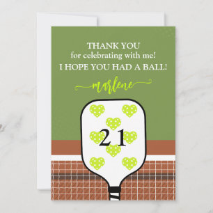 Carte De Remerciements Preppy Pickleball Paddle Photo Dink Anniversaire