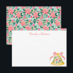 Carte De Remerciements Preppy Pink & Green Palm Beach Christmas Bell<br><div class="desc">PreppyPrint.com - Célébrez Noël avec style! Ajoutez votre touche personnalisée. Transférez aussi ce design sur les produits de votre choix ! Veuillez visiter mon magasin de créateurs,  PreppyPrint.com,  pour la coordination des articles.</div>