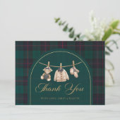 Carte De Remerciements Preppy Plaid Teddy Bear Baby Shower Thank You Card (Debout devant)