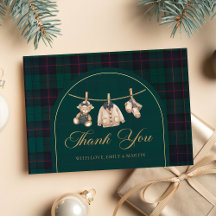 Preppy Plaid Teddy Bear Baby Shower Thank You Card