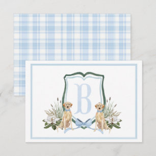 Carte De Remerciements Preppy Southern Blue Boy Baby shower Chien