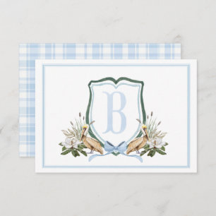 Carte De Remerciements Preppy Southern Blue Boy Pelican Baby shower