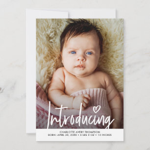 Carte De Remerciements Présentation de Baby Girl Photo script de coeur mo