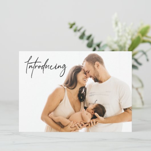 Carte De Remerciements Présentation de Baby shower BOY Birth photos perso (Debout devant)