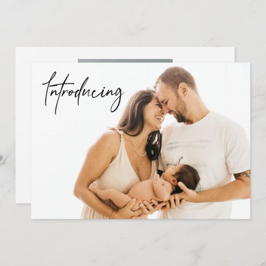 Carte De Remerciements Présentation de Baby shower BOY Birth photos perso (Devant / Derrière)