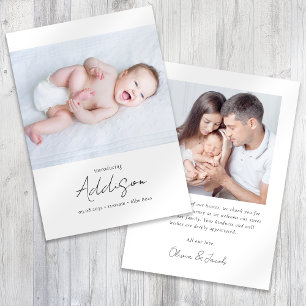Carte De Remerciements Présentation des statistiques de naissance photo N
