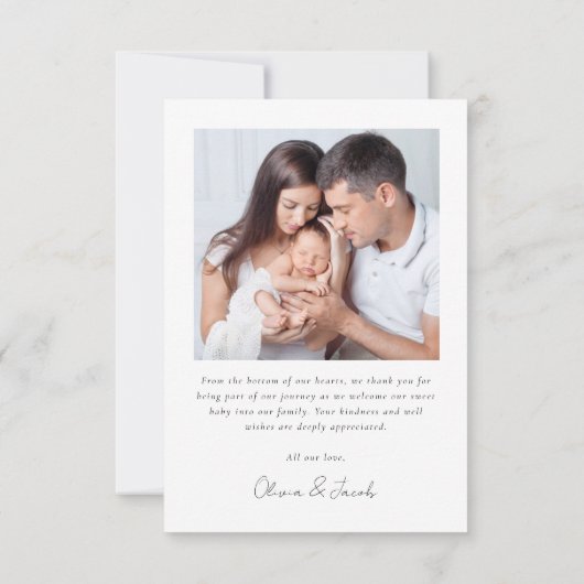 Carte De Remerciements Présentation Script Photo Statistiques de naissanc (Dos)