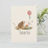 Carte De Remerciements Prêt à pop champignons Hérisson Fille de balloon (Debout devant)