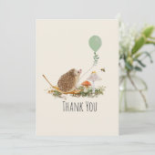 Carte De Remerciements Prêt pour la pop champignons Hérisson Baby shower (Debout devant)