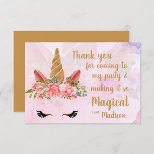 Carte De Remerciements Pretty Paste Floral Unicorn Anniversaire