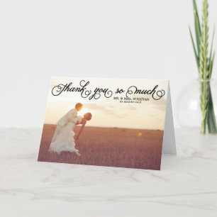 Carte De Remerciements Pretty Typography Photo Wedding Thank You Card