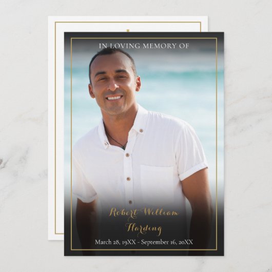 Carte De Remerciements Prière commémorative des funérailles (Devant / Derrière)