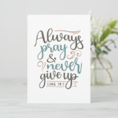 Carte De Remerciements Prière permanente - Luc 18:1 Conception chrétienne (Debout devant)