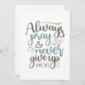 Carte De Remerciements Prière permanente - Luc 18:1 Conception chrétienne (Devant / Derrière)