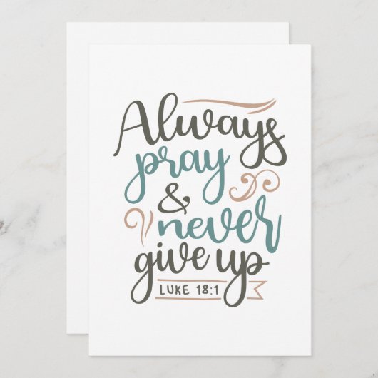 Carte De Remerciements Prière permanente - Luc 18:1 Conception chrétienne (Devant / Derrière)