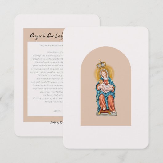 Carte De Remerciements Prière pour une grossesse en santé - Notre-Dame (Devant / Derrière)