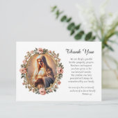 Carte De Remerciements Prière Vierge Marie Rose Frame Funérailles catholi (Debout devant)