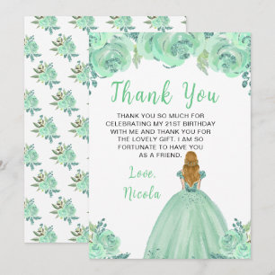 Carte De Remerciements Princesse aux cheveux blonds Fête d'anniversaire f