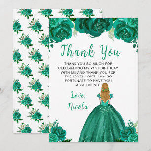 Carte De Remerciements Princesse aux Cheveux Blonds Fête d'Anniversaire F