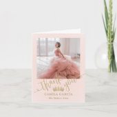 Carte De Remerciements Princesse Crown Quinceañera Chic Blush Rose & Or (Devant)