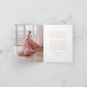Carte De Remerciements Princesse Crown Quinceañera Chic Blush Rose & Or (Intérieur)