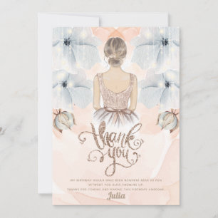 Carte De Remerciements Princesse de luxe Anniversaire parties scintillant