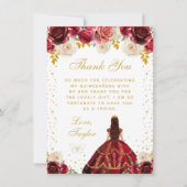 Carte De Remerciements Princesse Florale Rouge Quinceañera (Devant)