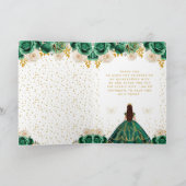 Carte De Remerciements Princesse Florale Verte Quinceañera (Intérieur)