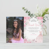 Carte de remerciements princesse Quinceañera en ar (Debout devant)