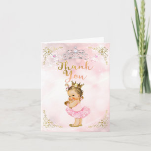 Carte De Remerciements Princesse Rose Bébé Fille Vintage Remerciement Lég
