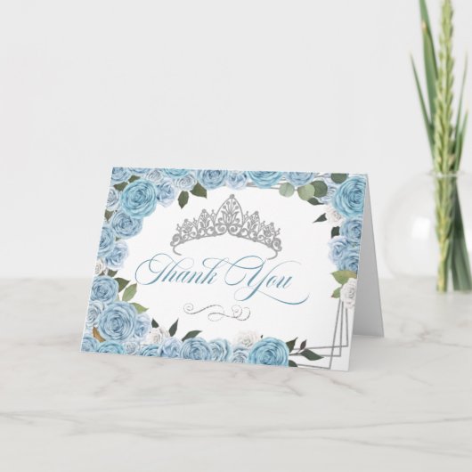 Carte De Remerciements Princesse Tiara Roses bleu clair (Devant)