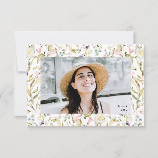 Carte De Remerciements Printemps Fleur sauvage Boho Photo University Grad (Devant)