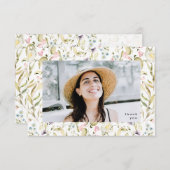 Carte De Remerciements Printemps Fleur sauvage Boho Photo University Grad (Devant / Derrière)